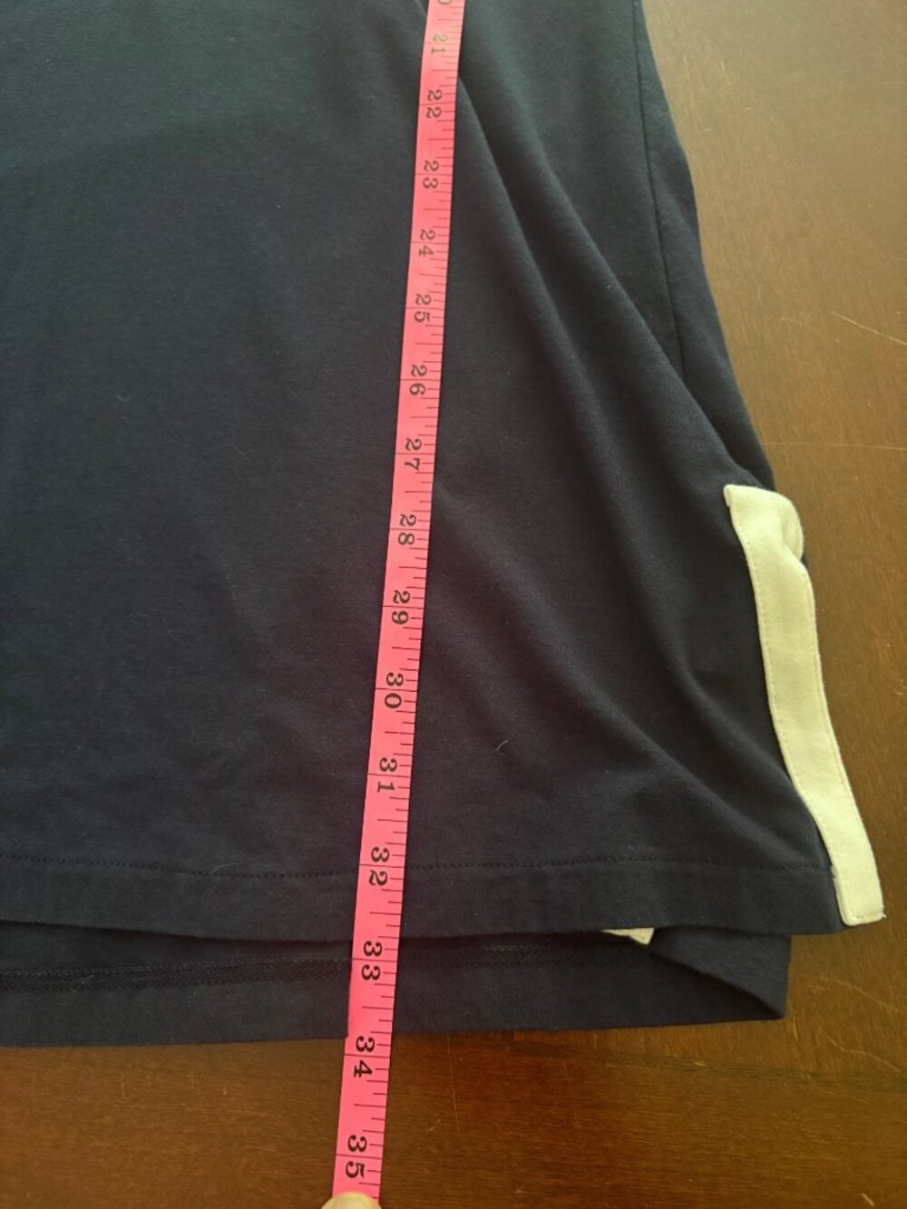 Duffield Lane Navy Tunic Dress Size Large White Trim 3/4 Sleeve Preppy Stretch - Picture 10 of 11